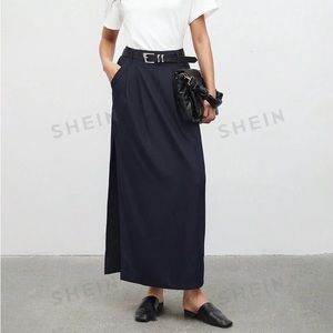 Pocket Split Side Skirt Without Waist Belt